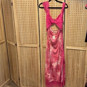 Free People Pink Lace Cutout Dress NWOT